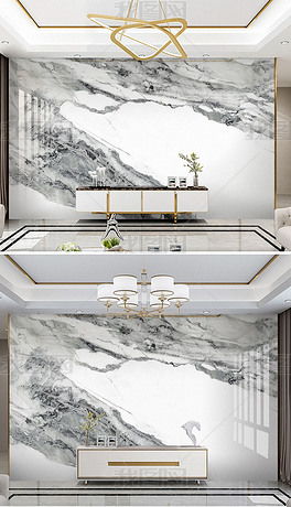 精品石紋高溫燒瓷滲墨爵士白大理石背景墻 效果圖與素材下載指南